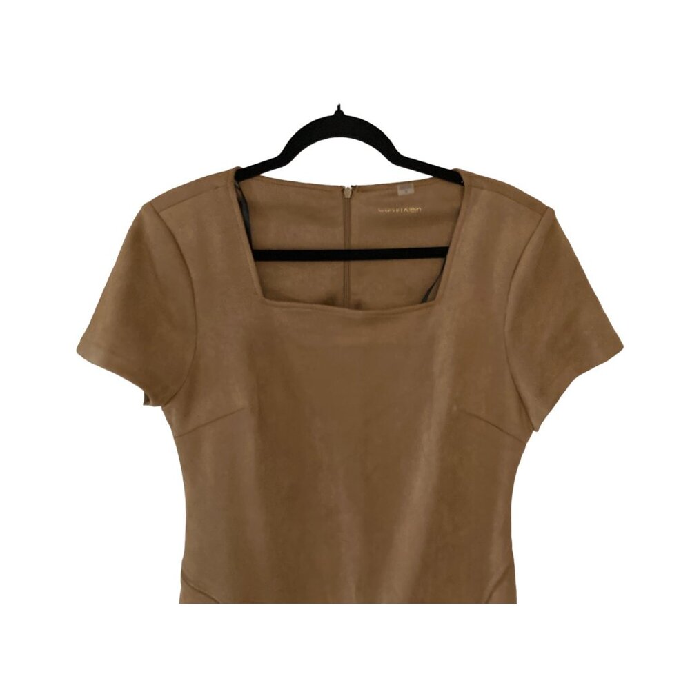 NWT Calvin Klein Women's Asymmetric Exposed-Zip Dress Brown Size 12 - Picture 3 of 8